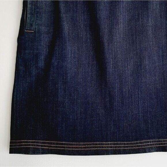 WHITE STUFF / Blue Jean Short Mini Skirt Decorative Stitching Detail Sz 16 - Picture 4 of 9